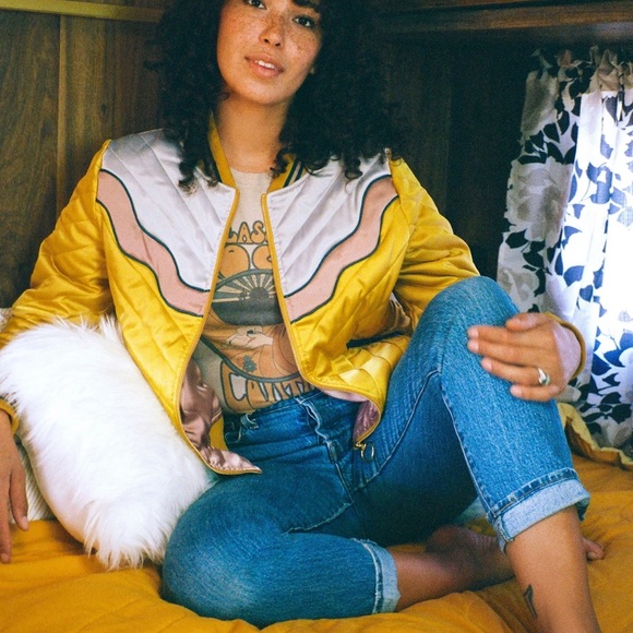 Classic Rock Couture Dolly Western Mustard Bomber Jacket - Picture 5 of 16